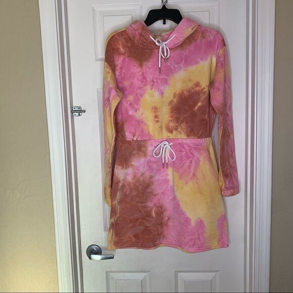 Angel Kiss Tie-Dye Hooded Sweatshirt Dress Size Medium - Picture 7 of 9